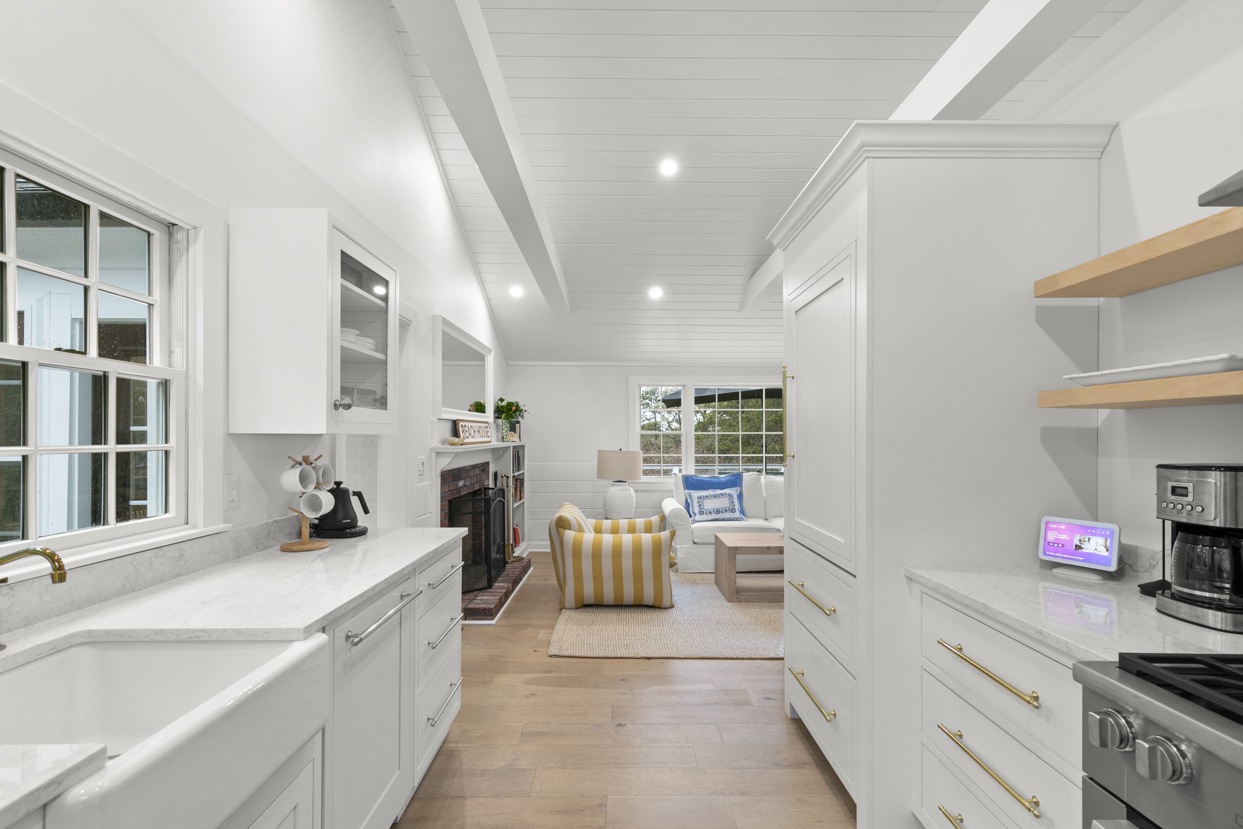 View of kitchen and living room from the front door