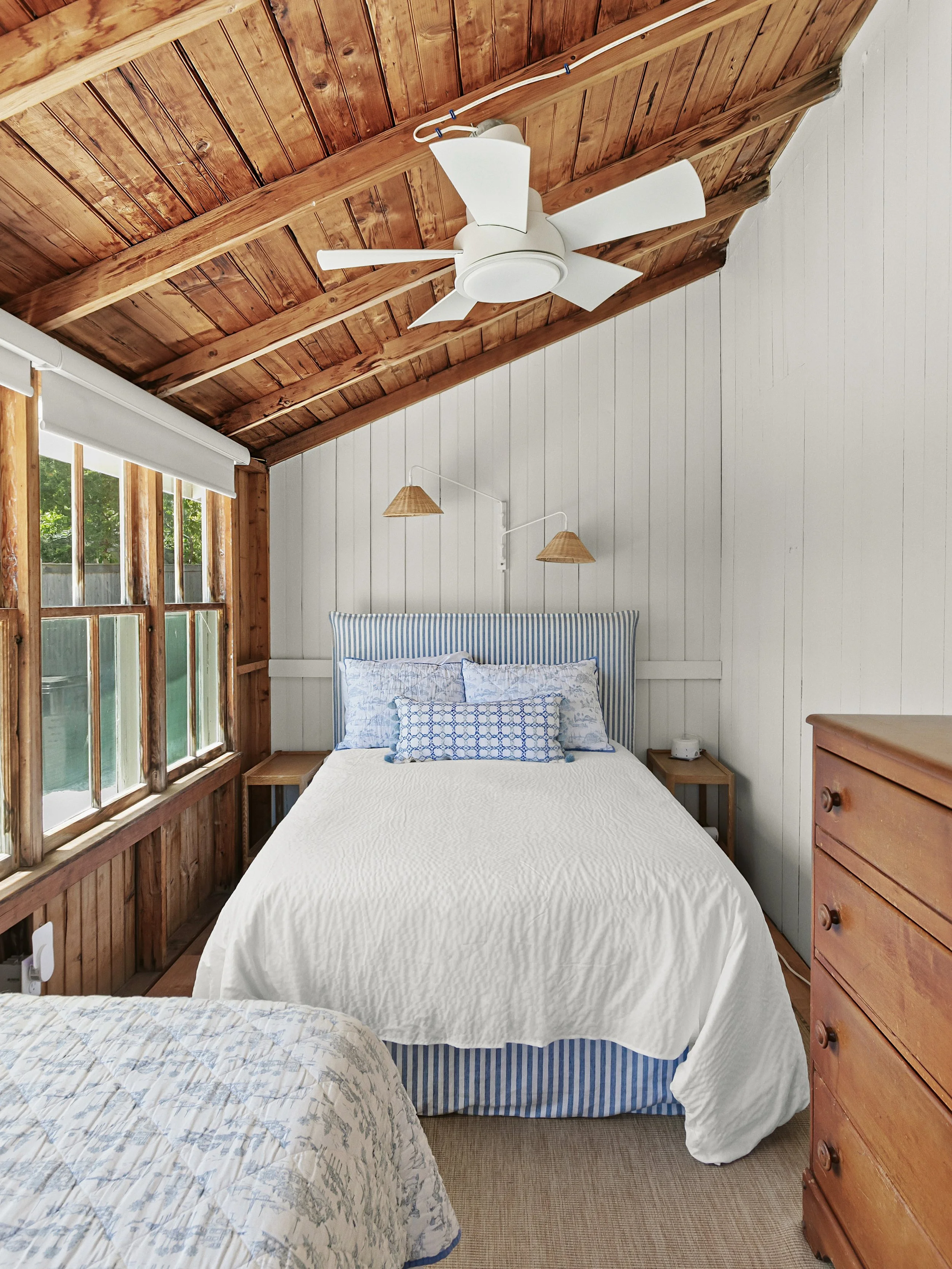 Bedroom with Serena & Lily furniture and bedding