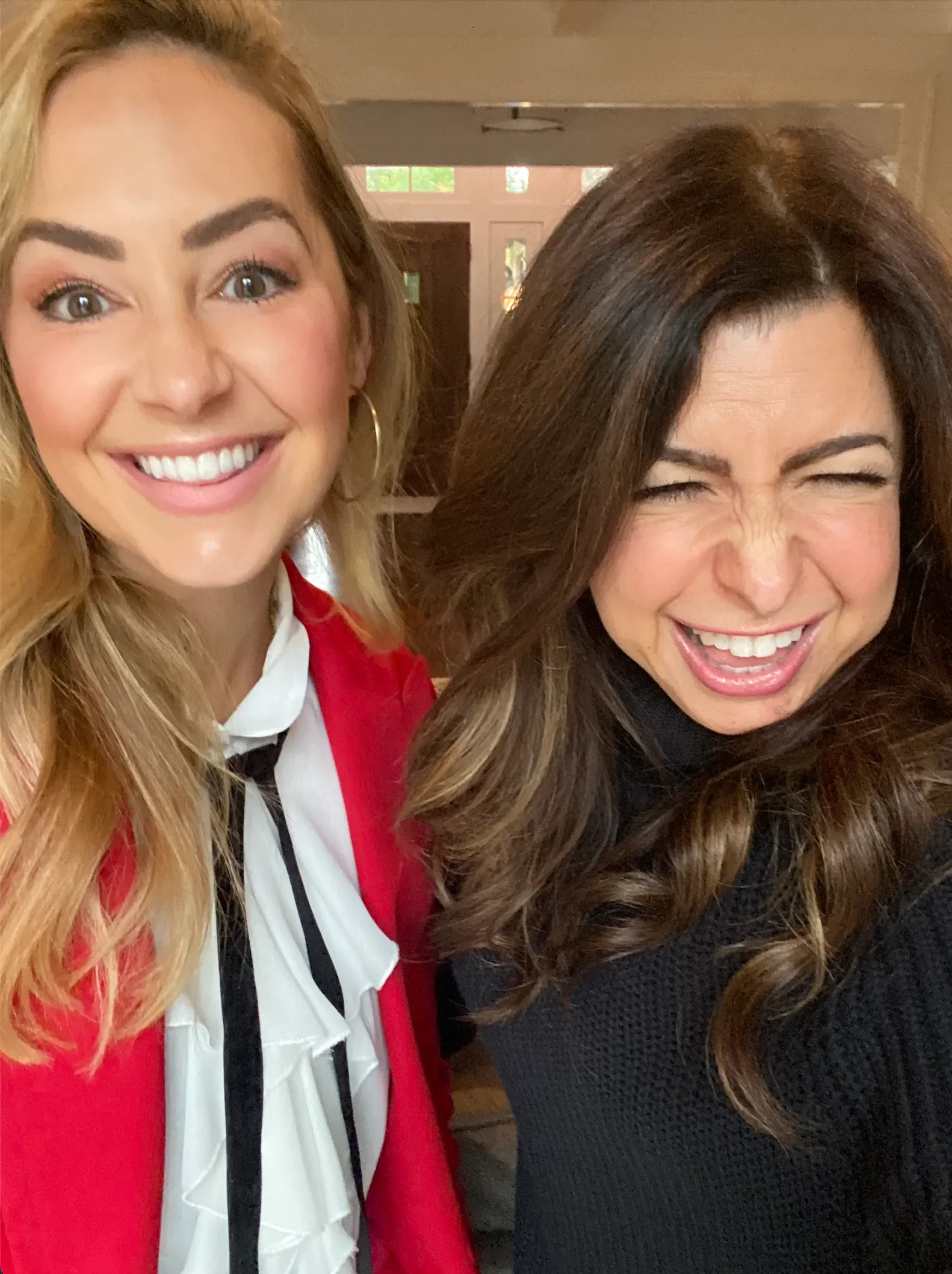 The cohosts of the #1 divorce podcast, How Not to Suck at Divorce between recordings.