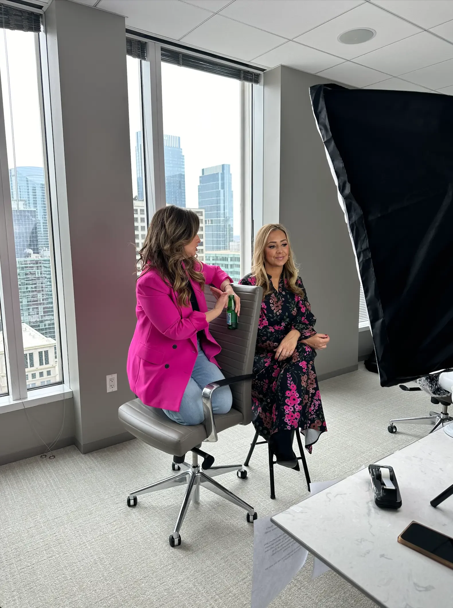 Morgan Stogsdill and Andrea Rapppaport recording The Divorce Crash Course. 