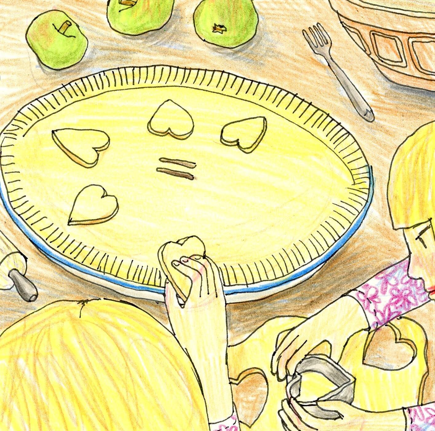 @TheyDrawAndCook Summer draw along: 
Day 22: Fruit pie
.
.
.
.
#theydrawandcook #summerdrawalong #foodillustration #colouredpencils #polychromos #bakingwithchildren #applepie #foodni #belfastart #mumsatworkni #womeninbusinessni #editorialillustration
