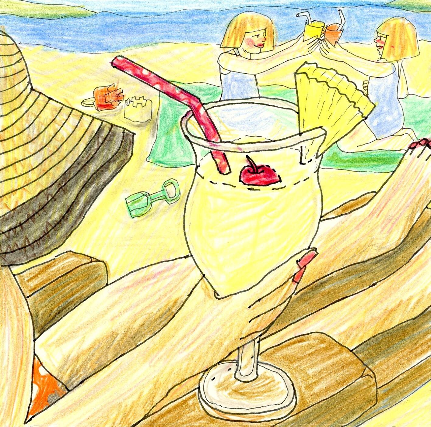 @TheyDrawAndCook Summer draw along: 
Day 25: Summer cocktail 
.
.
.
.
#theydrawandcook #summerdrawalong #foodillustration #colouredpencils #polychromos #pinacolada #beachlife #foodni #belfastart #mumsatworkni #womeninbusinessni #editorialillustration