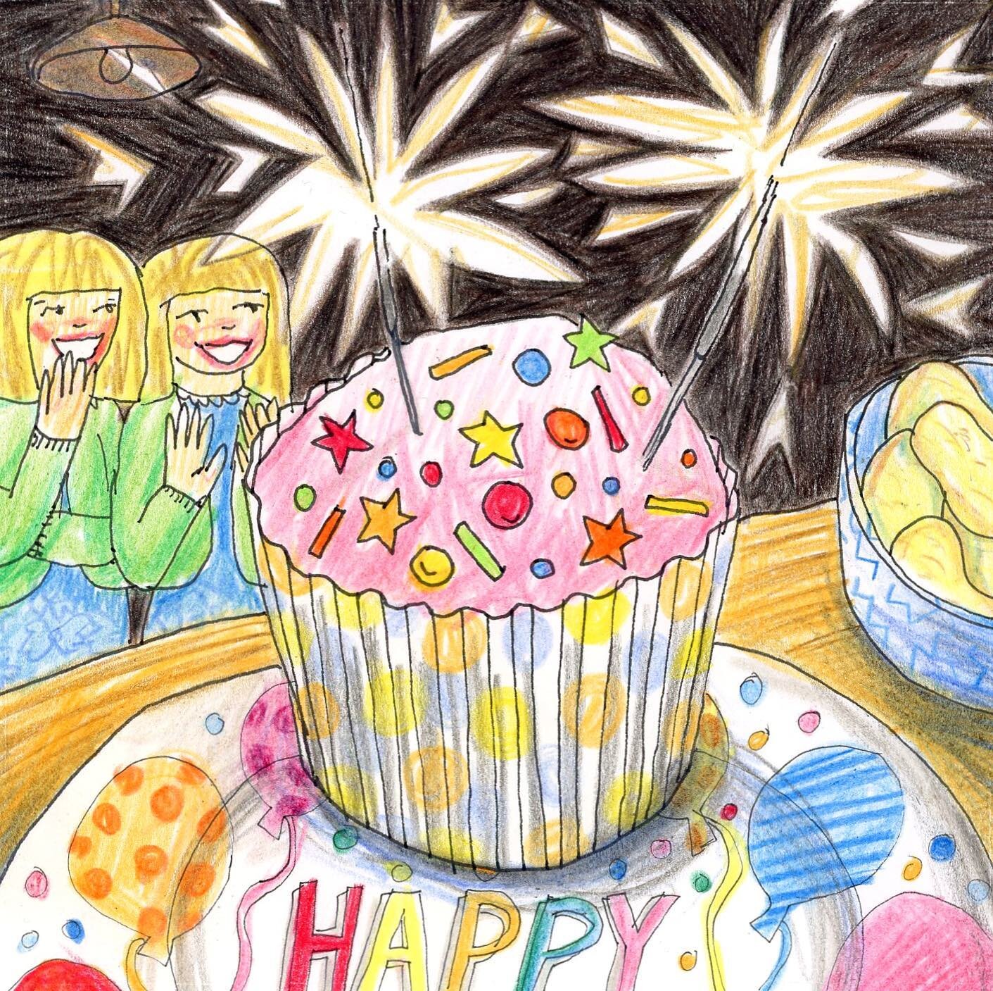 @TheyDrawAndCook Summer draw along: 
Day 30: Cupcake with sparklers
.
.
.
.
#theydrawandcook #summerdrawalong #foodillustration #colouredpencils #polychromos #kidsparties #foodni #cookingwithkids #belfastart #mumsatworkni #womeninbusinessni #editoria