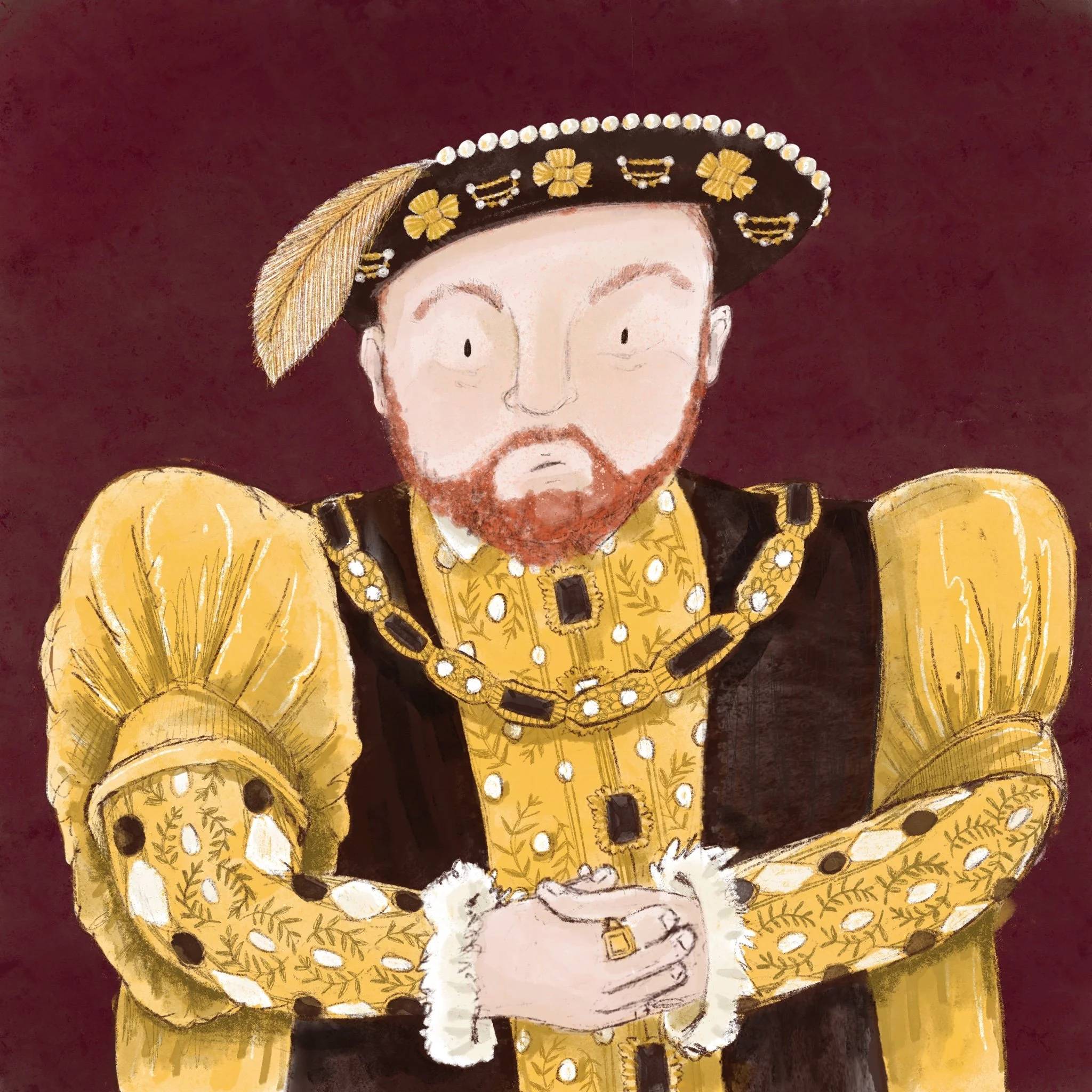 Henry VIII illustration, kidlit portrait, King of England