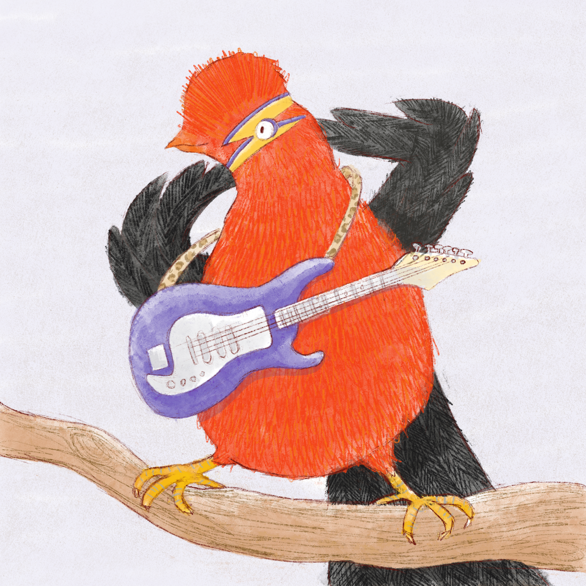 Andean Cock of the Rock, David Bowie Illustration, Bird Character Design