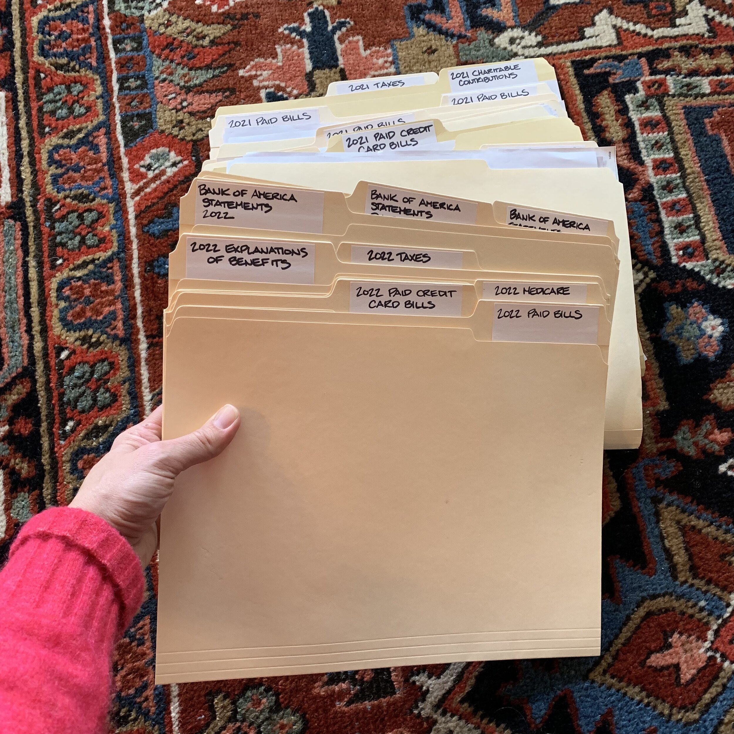 You would be very surprised to know how many people in these modern times still hold on to paper for various reasons. In this case, my client is 90, but I've created systems just like this for people in their 20s. Sometimes, it's actually a crucial s