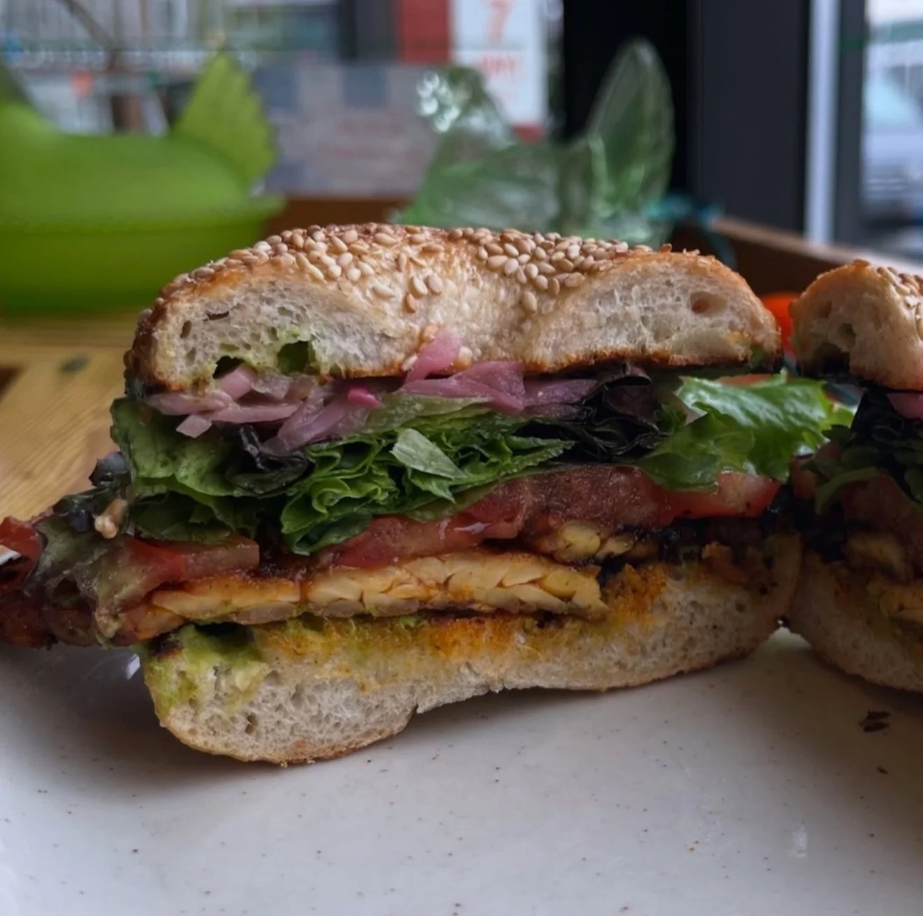 Smoked tempeh sandwich