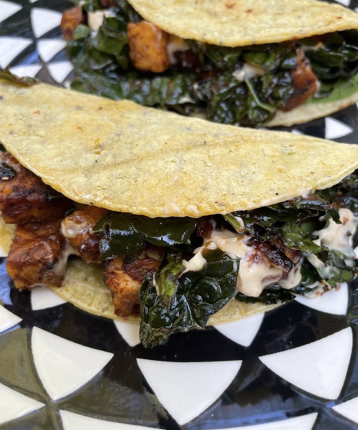 Tempeh and BBQ Kale Tacos