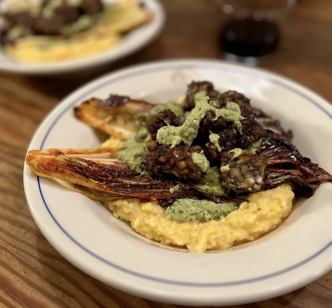 Charred Radicchio with Crispy Tempeh and Parsley-Walnut Sauce