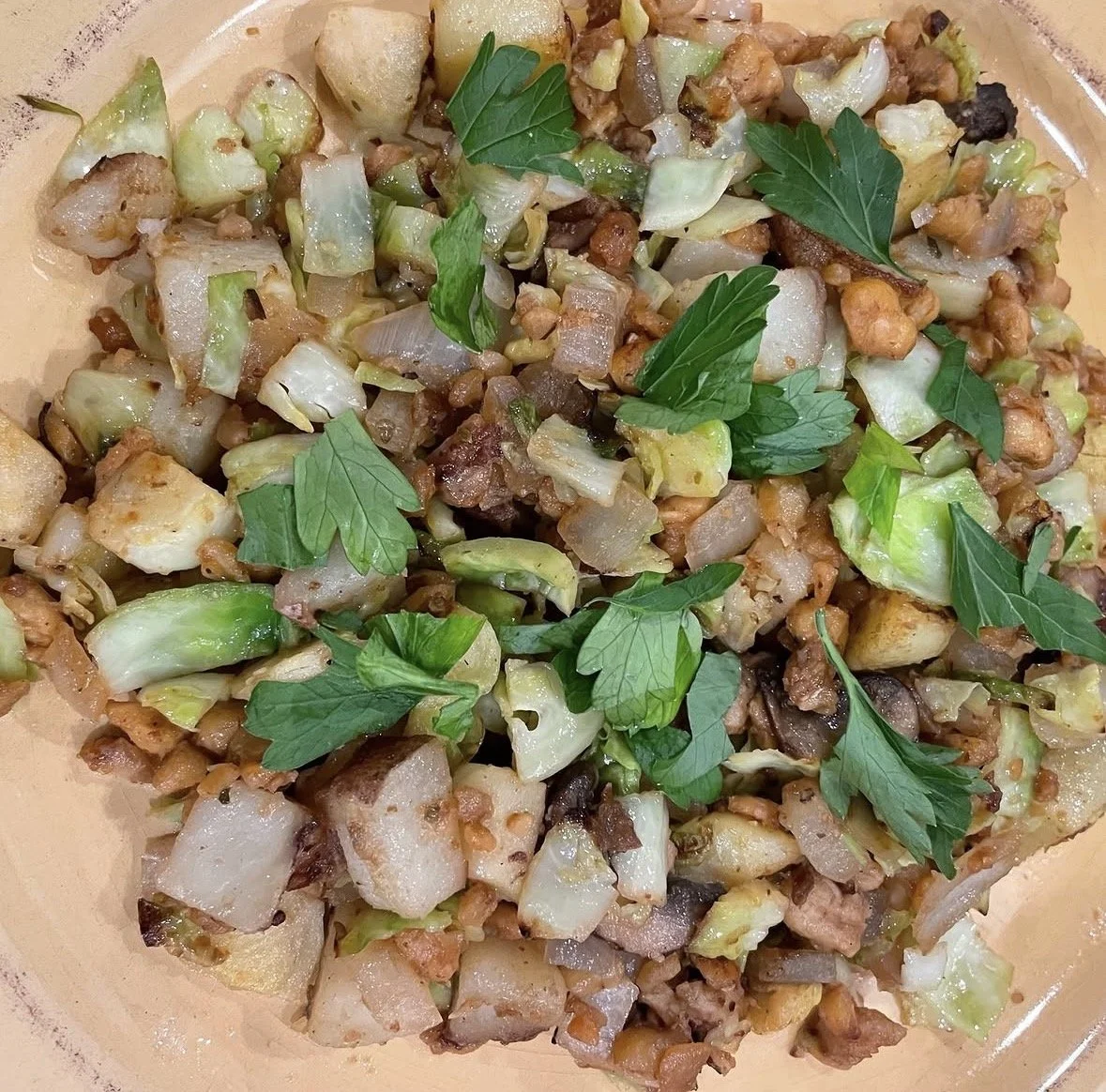 Tempeh Hash with Brussel Sprouts