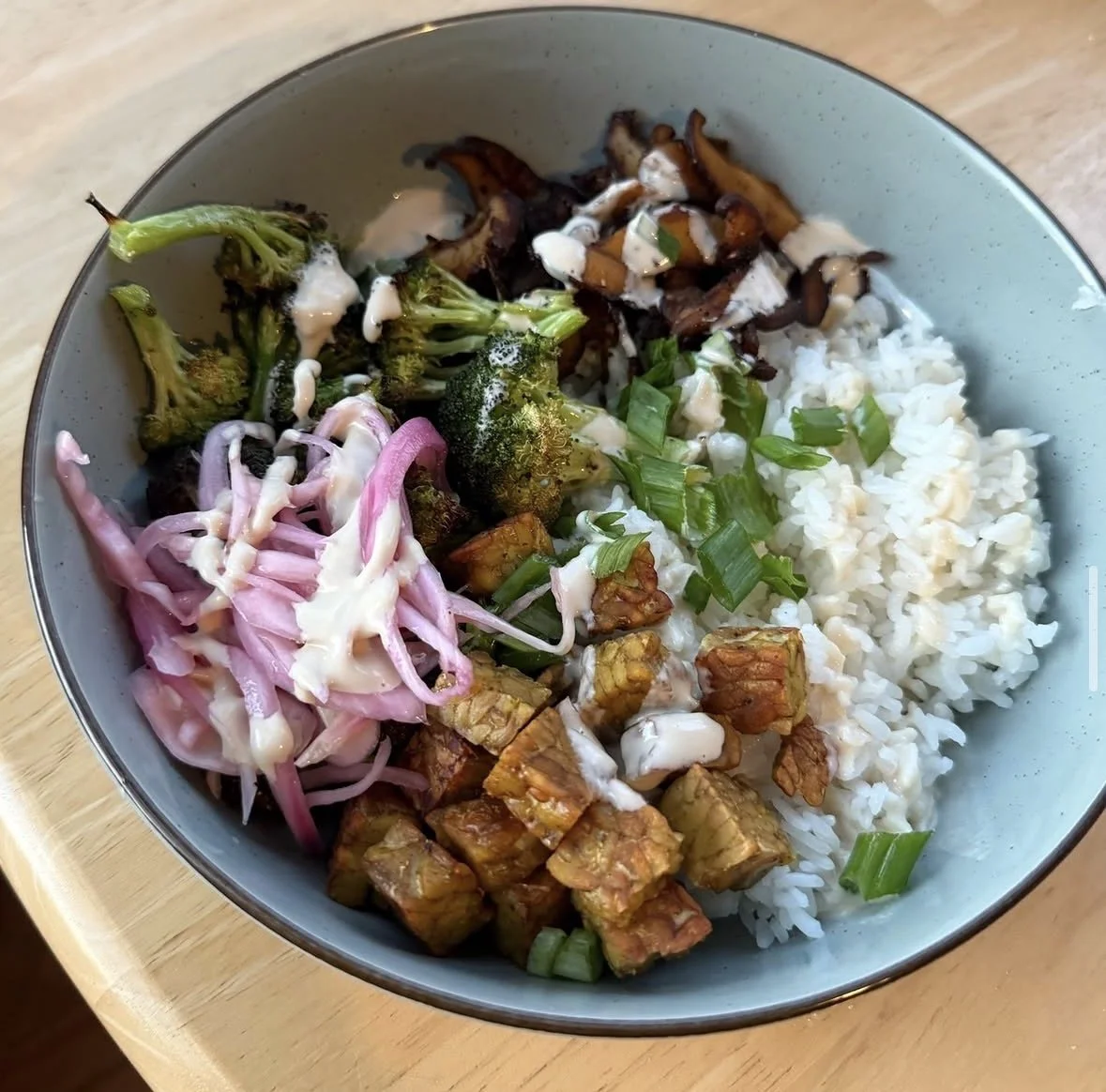 Curry Tempeh Bowl with Shawarma Spiced Mushrooms