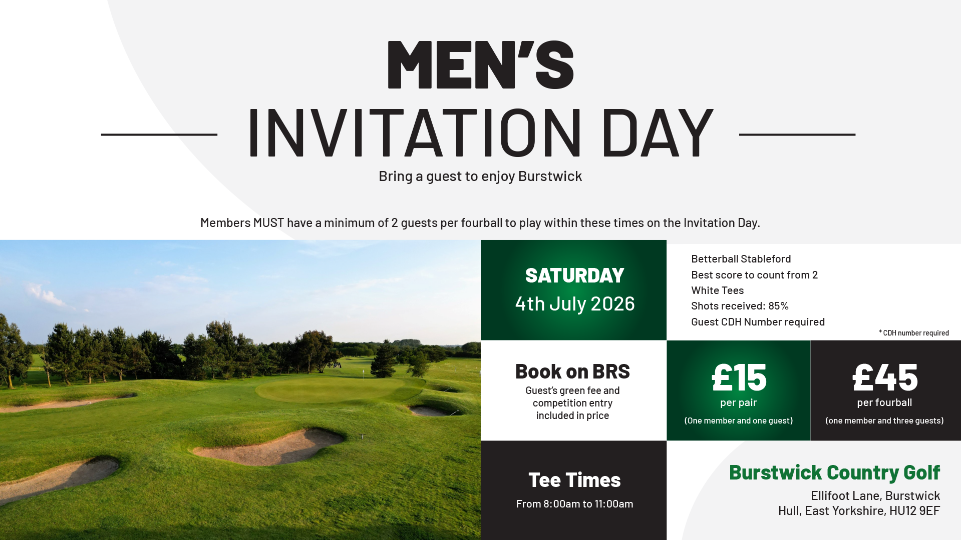 Mens Invitation Day - Saturday 4th July 2026