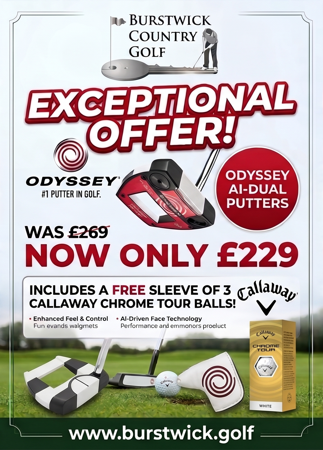 Upgrade Your Short Game for Less: Odyssey Ai-Dual Putters Now £229 at Burstwick!