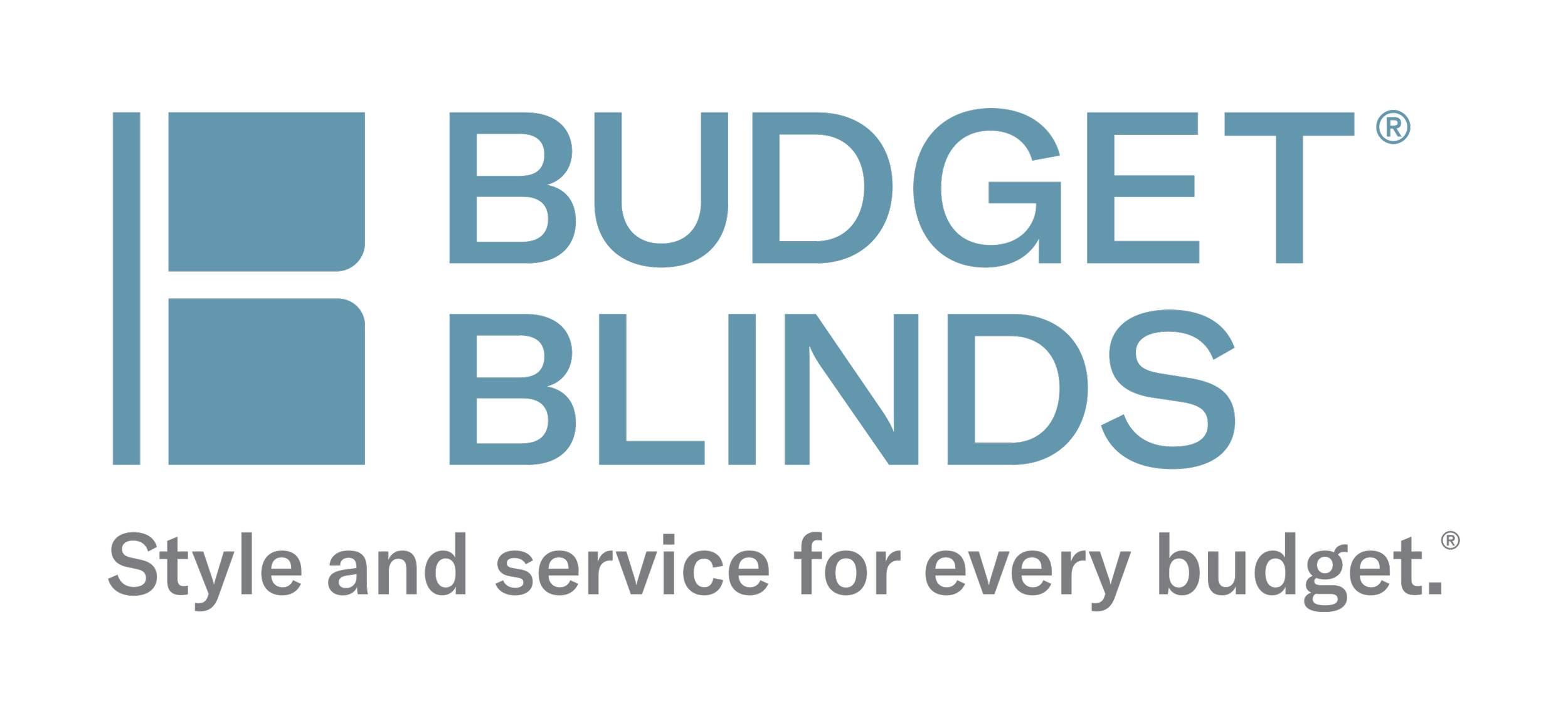 Budget Blinds logo with the tagline “Style and service for every budget.”