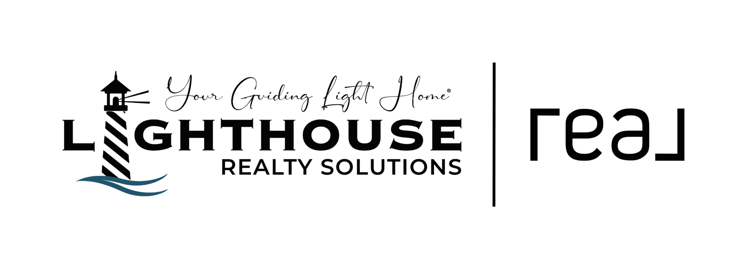 Lighthouse Realty Solutions logo with a lighthouse and blue waves