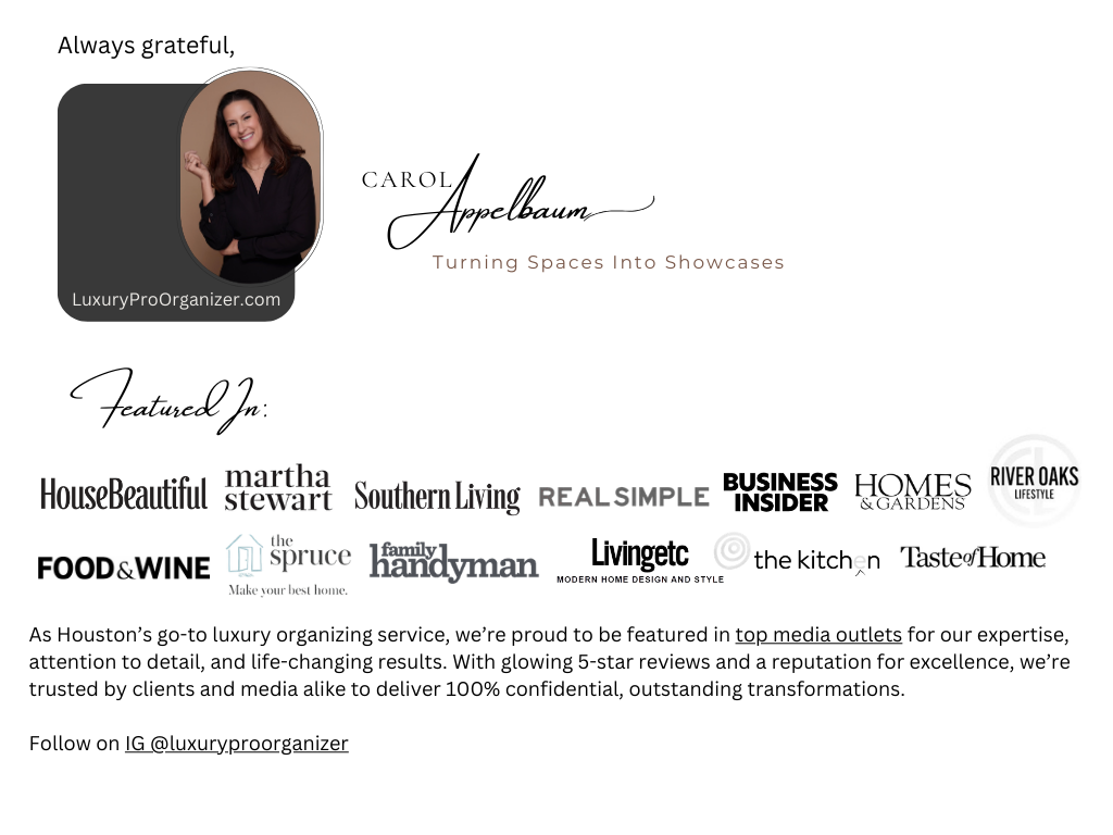 Luxury Pro Organizer shows the articles featured in