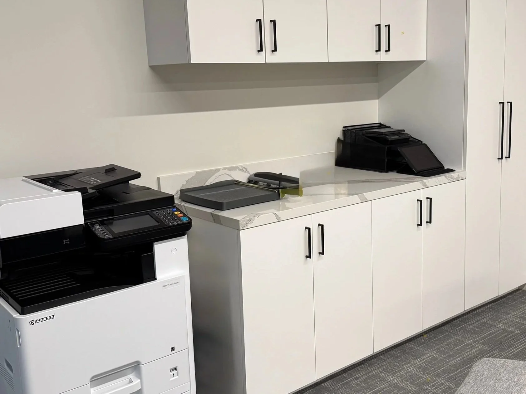 Corporate office in houston with large printer and work station in Houston