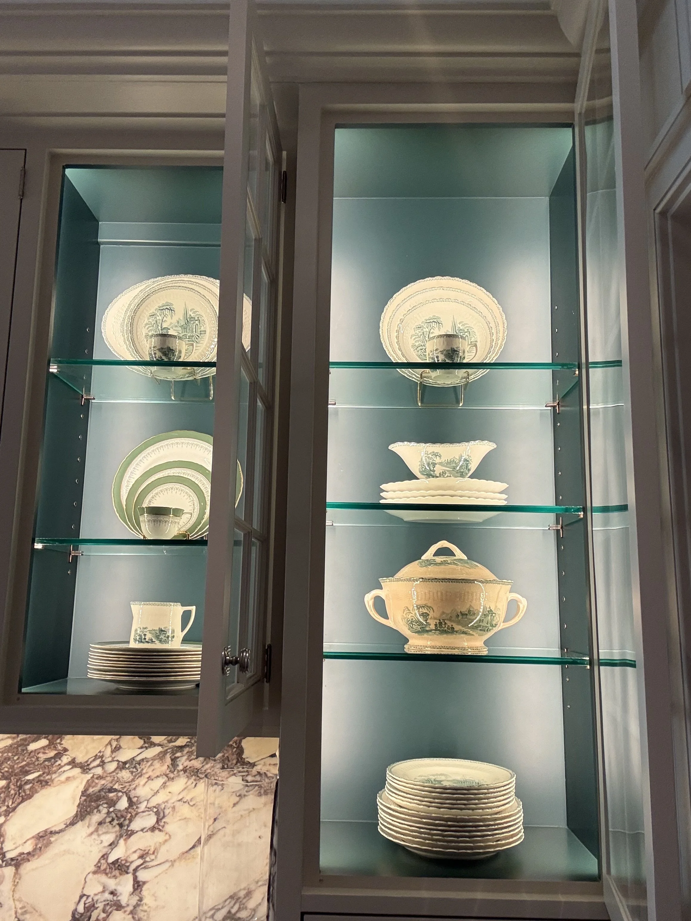 River Oaks, Houston, 1930's Built-in China Cabinet organized by Carol Appelbaum of Luxury Pro Organizer