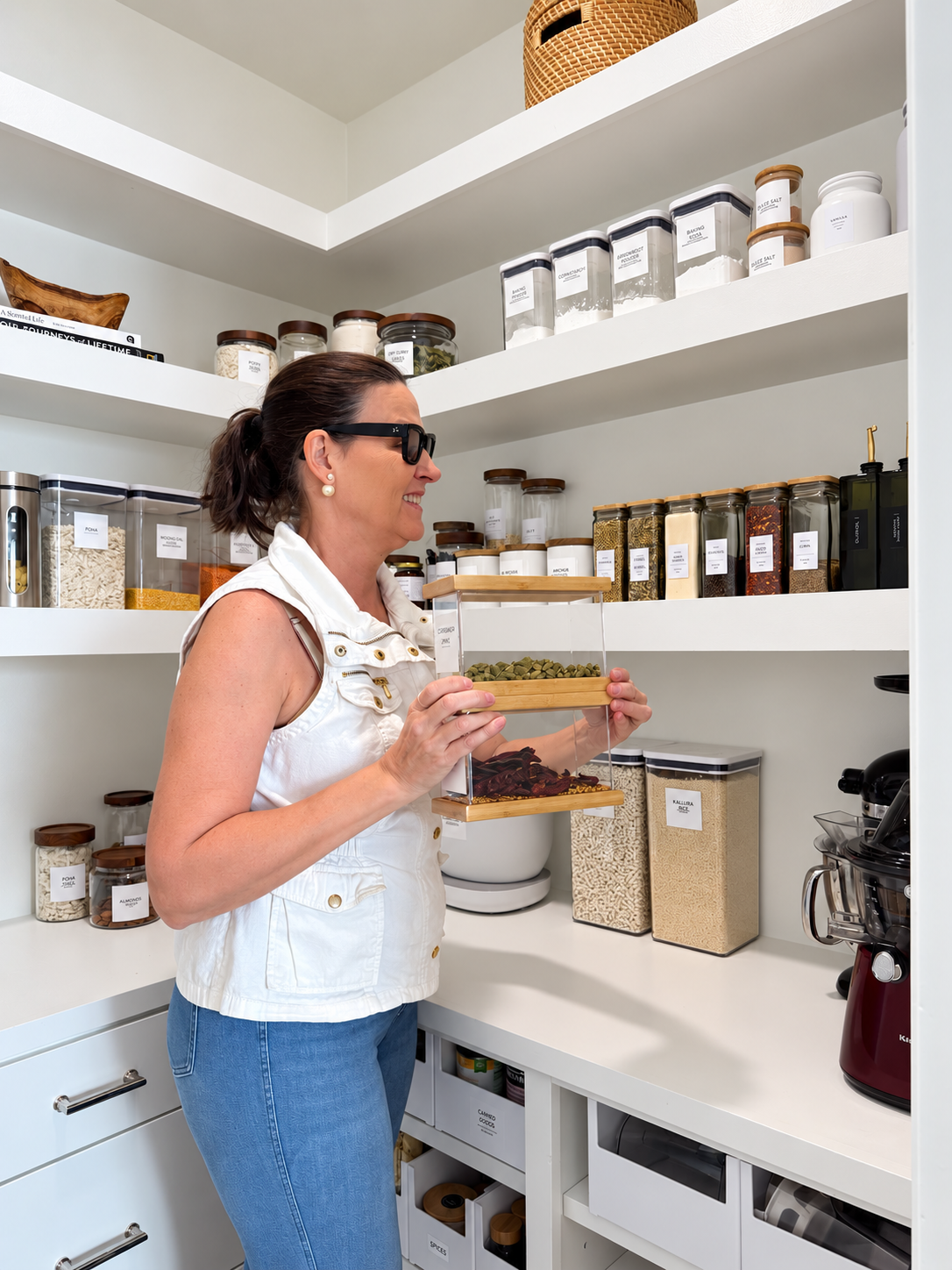 Luxury Pro Organizer organizing a luxury walk-in pantry in the Heights, Houston