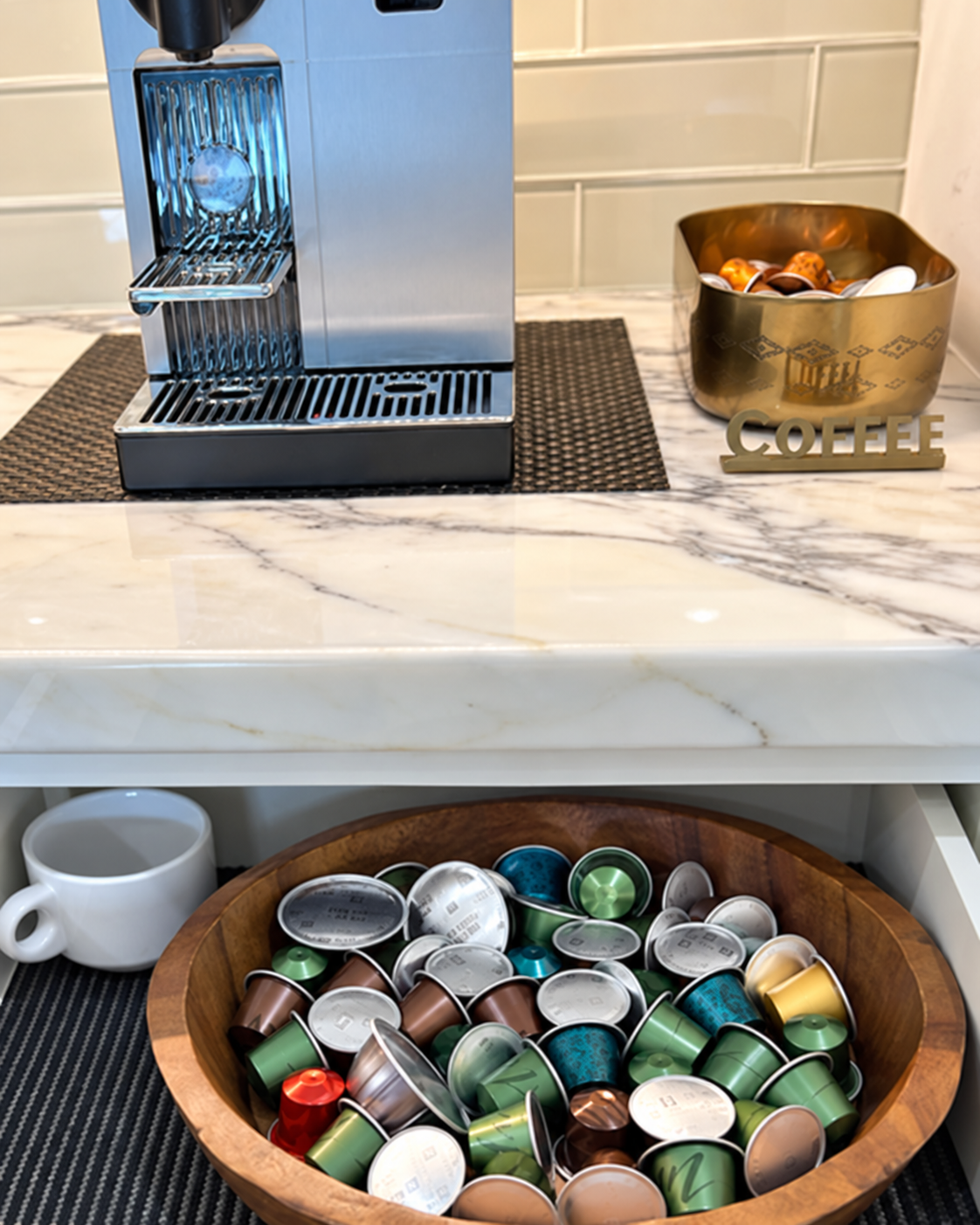 organized coffee station in Bellaire, Texas