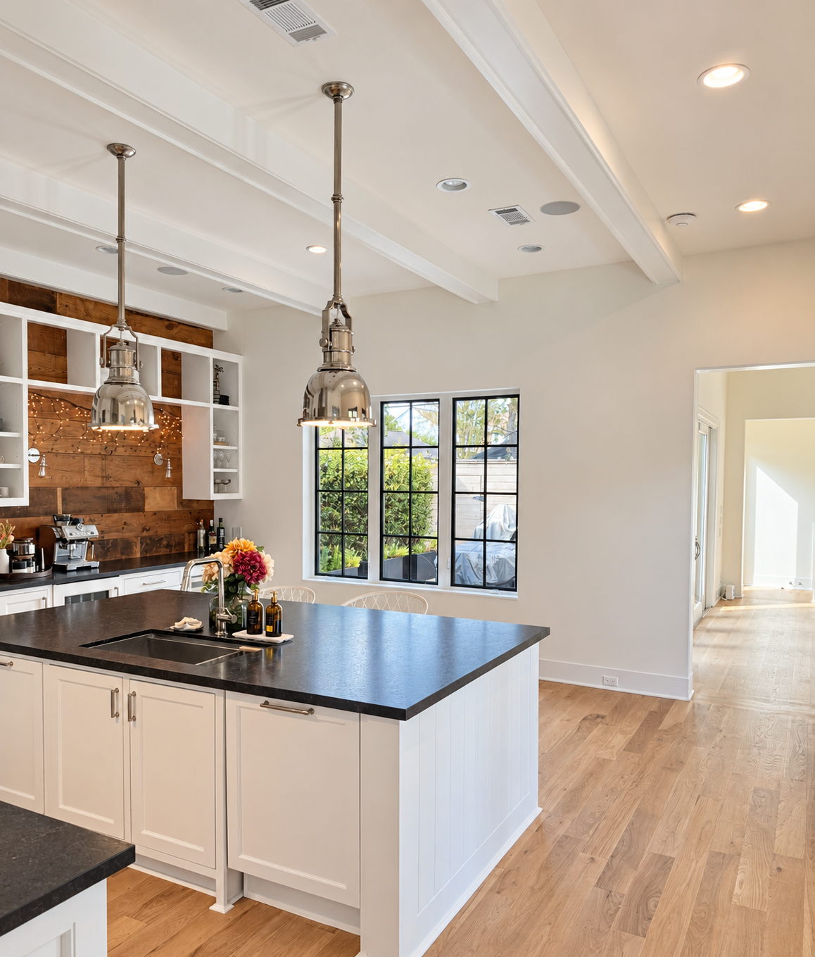 contemporary meets rustic style kitchen in the Heights, Houston.