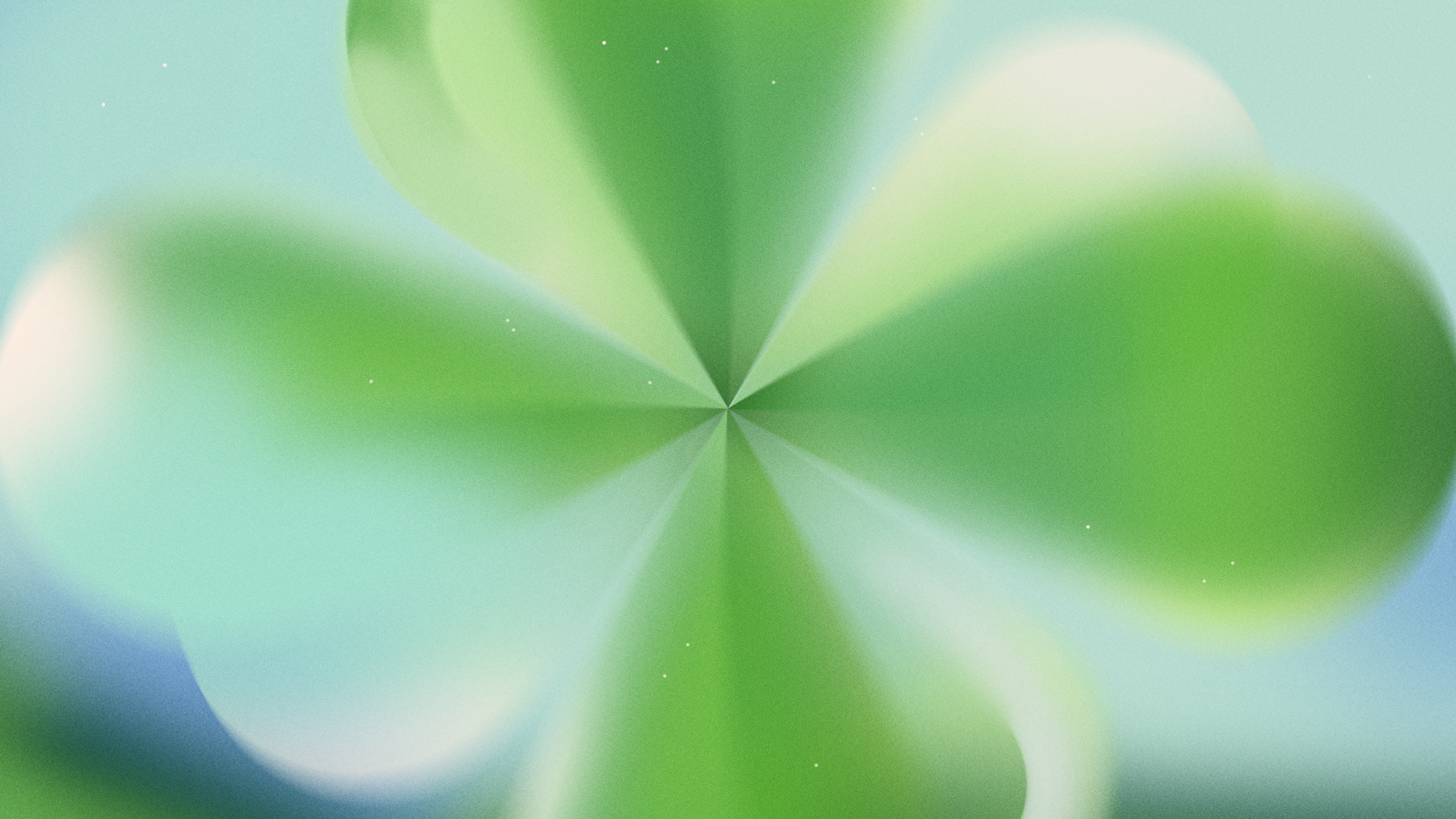 Abstract green and blue blurred background with a central radial pattern and small scattered white dots.