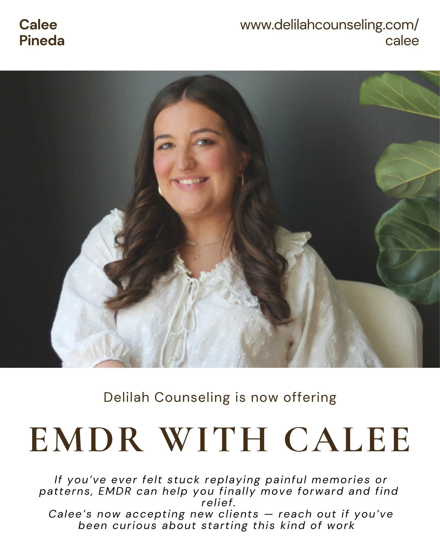 If you’ve been wanting to work through old wounds, trauma, or patterns that keep showing up — EMDR might be exactly what you need.
We’re thrilled to announce that Calee Pineda is now offering EMDR sessions at Delilah Counseling 💛