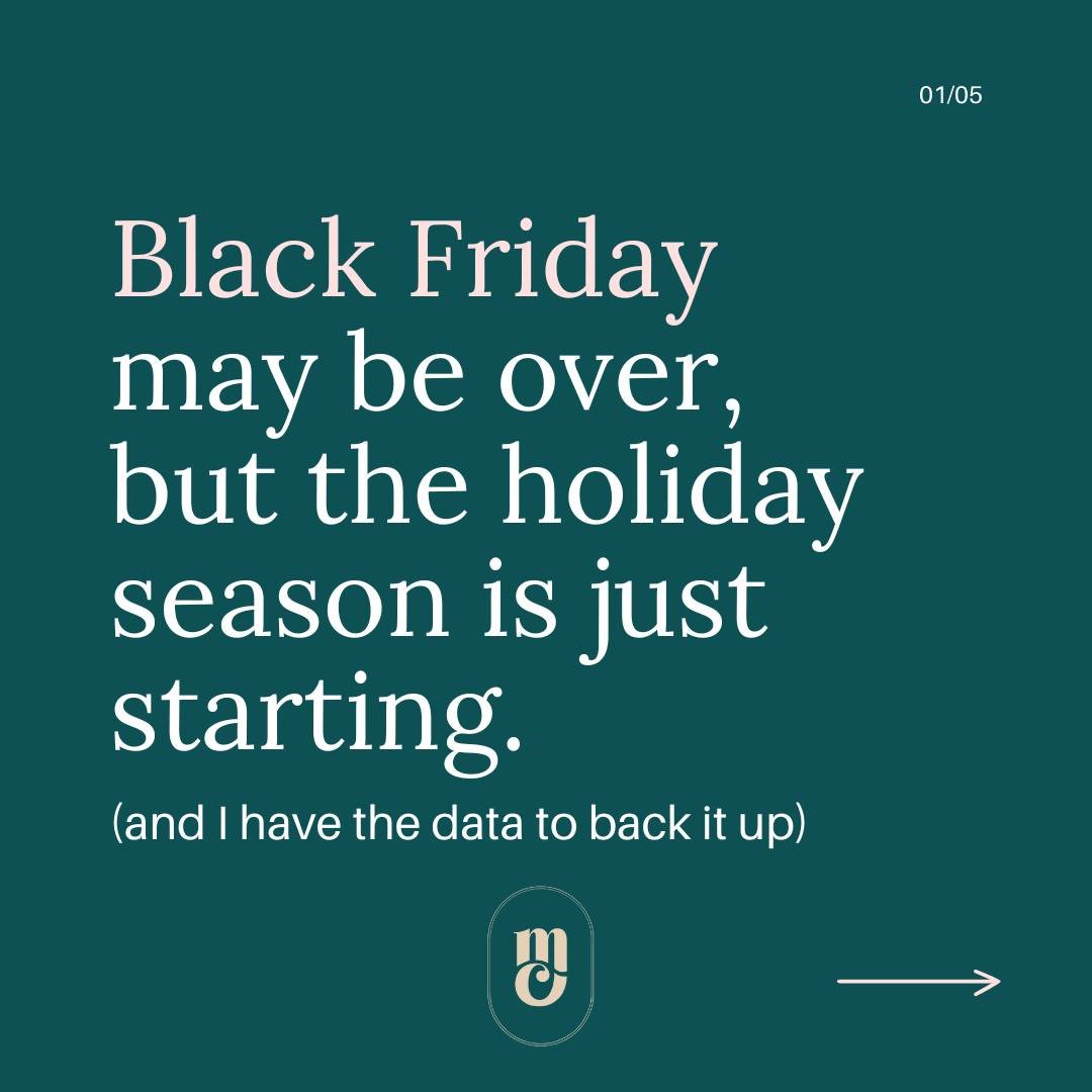 Phewww... Black Friday is all done. How do you feel? 

Ready to kick back and enjoy the season? Before you do, let me remind you that this is just the beginning, not the end. 

People are still in a shopping mood, and many are just starting to work t