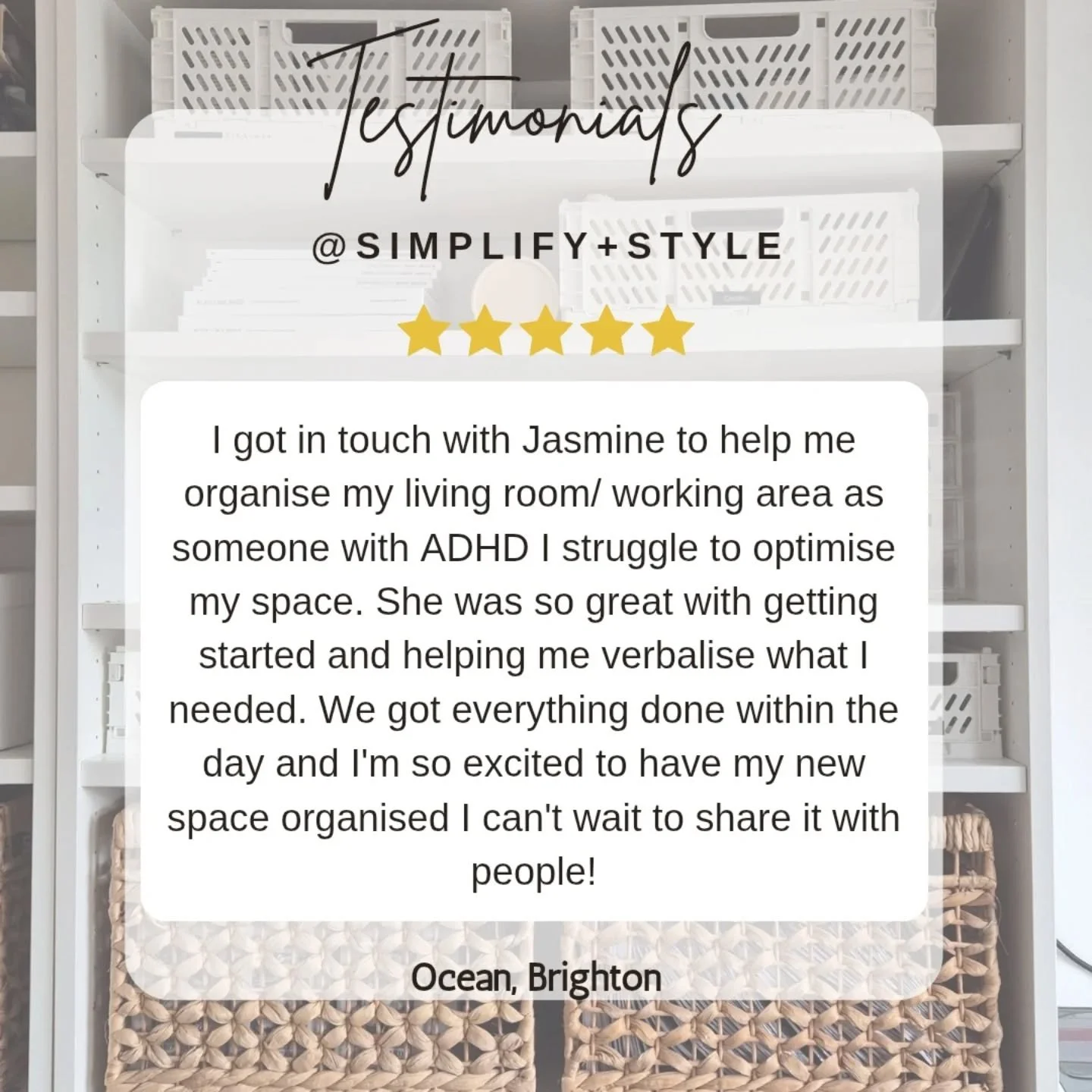 I have been so busy at the end of last year, so many projects to still upload. 
Here's a lovely little review from a recent client. 

Its always a pleasure to know how much of a difference it makes to people's homes and lives.

#brightonhomeorganiser