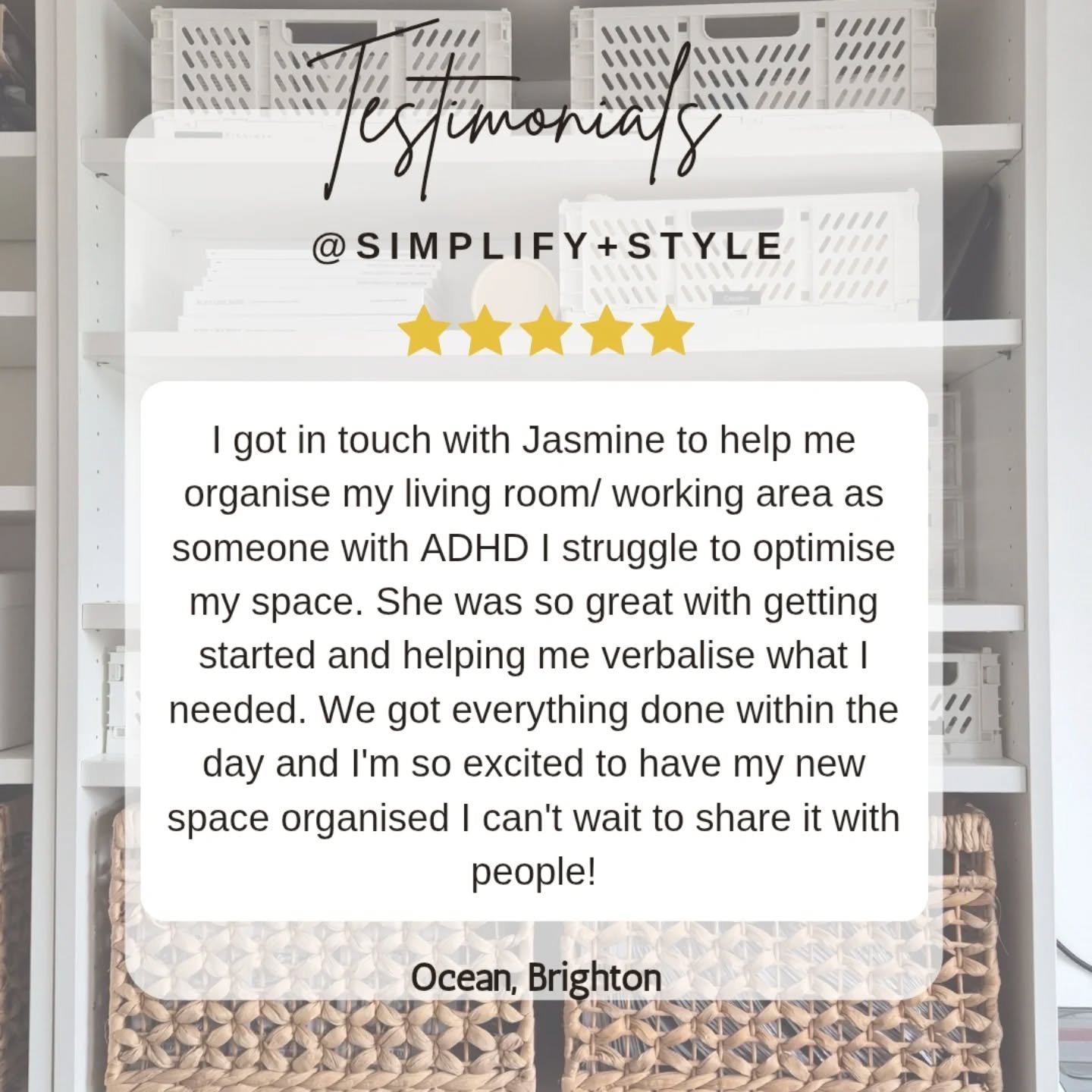 I have been so busy at the end of last year, so many projects to still upload. 
Here's a lovely little review from a recent client. 

Its always a pleasure to know how much of a difference it makes to people's homes and lives.

#brightonhomeorganiser