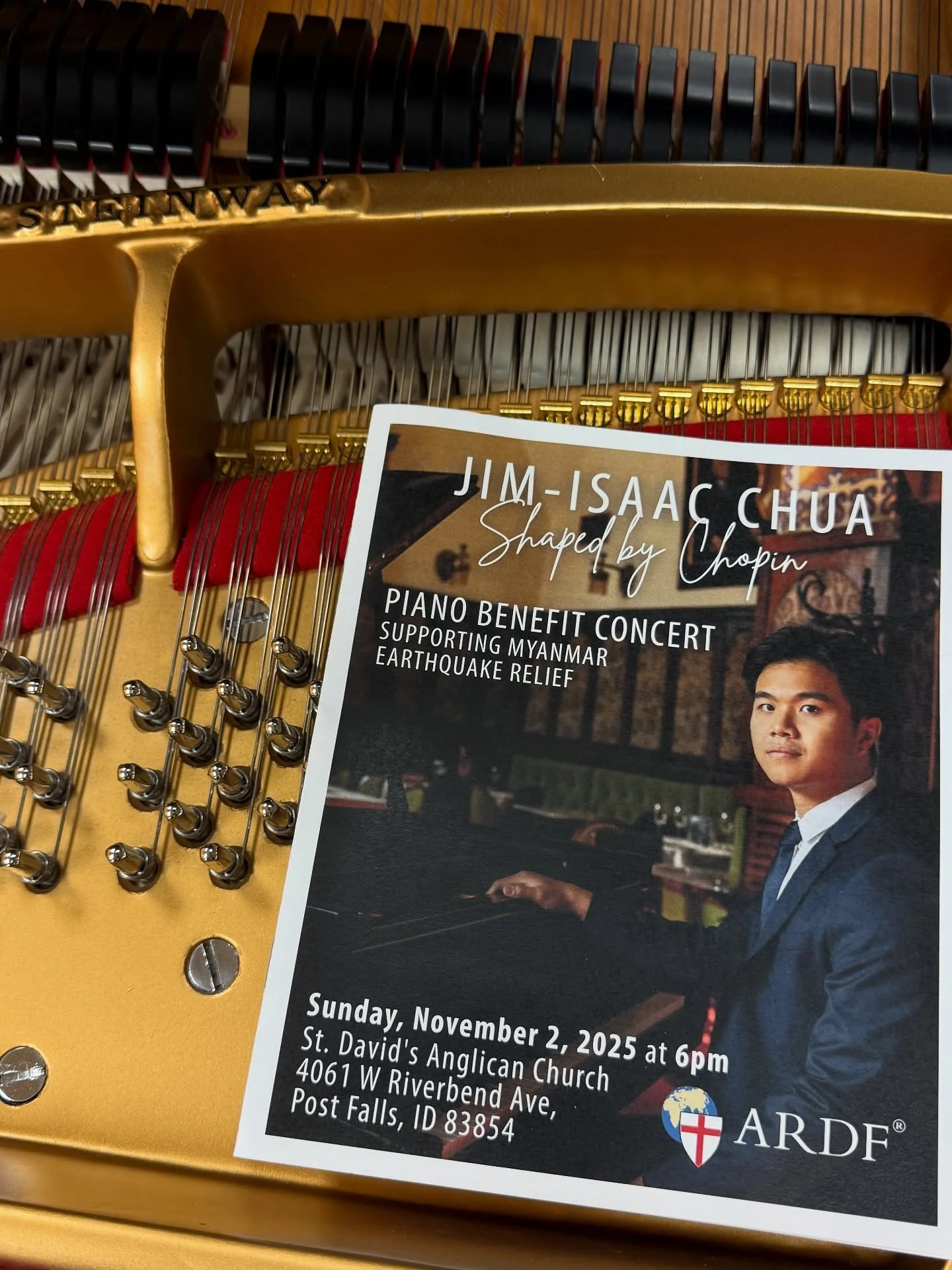 🎹 Post Falls! Join me tonight for &ldquo;Shaped by Chopin&rdquo; &mdash; an evening of Chopin&rsquo;s music and meaningful purpose.
📍 All proceeds go to aid the Myanmar earthquake relief effort. 💙
🔗 Details &amp; tickets: https://ardf.salsalabs.o