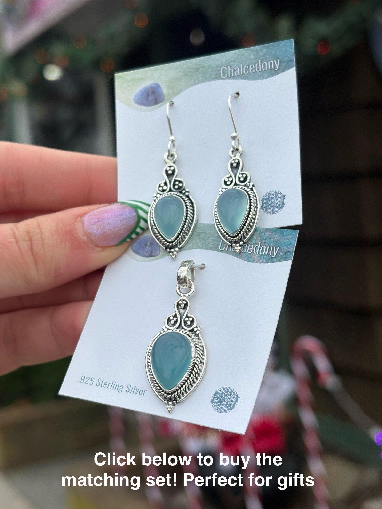 Chalcedony Sterling Silver Crystal Pendent