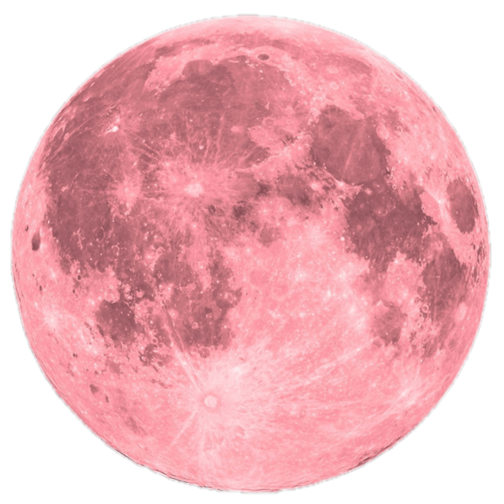 A large pink full moon against a black background.
