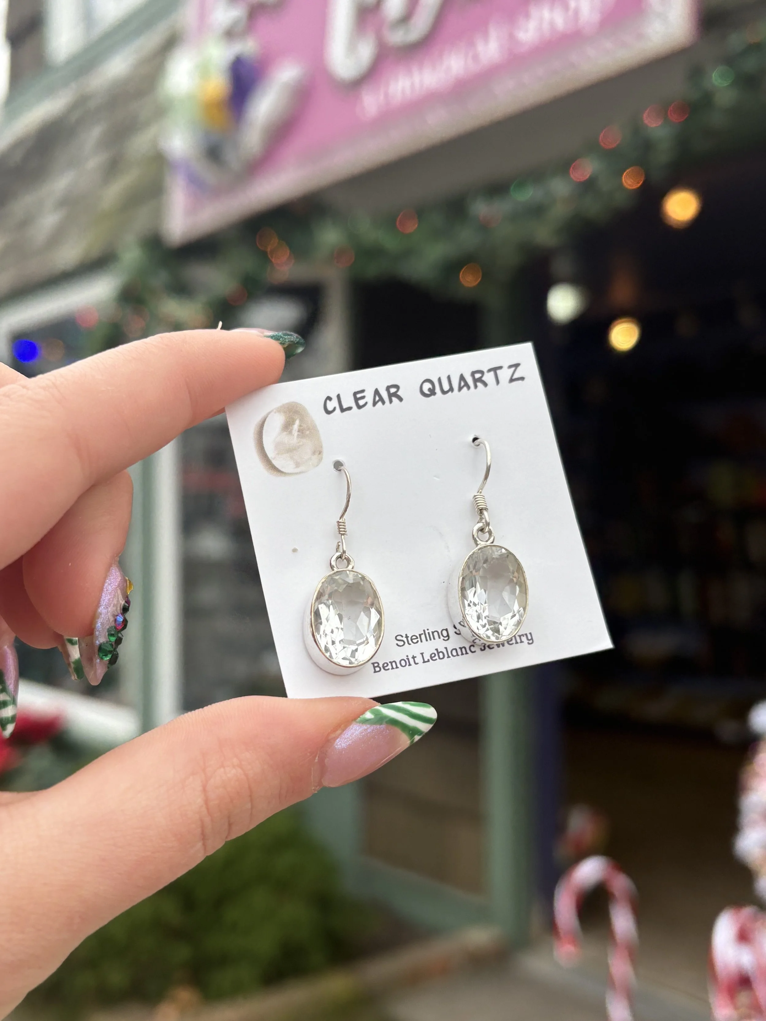 Clear Quartz Faceted Sterling Silver Crystal Earrings