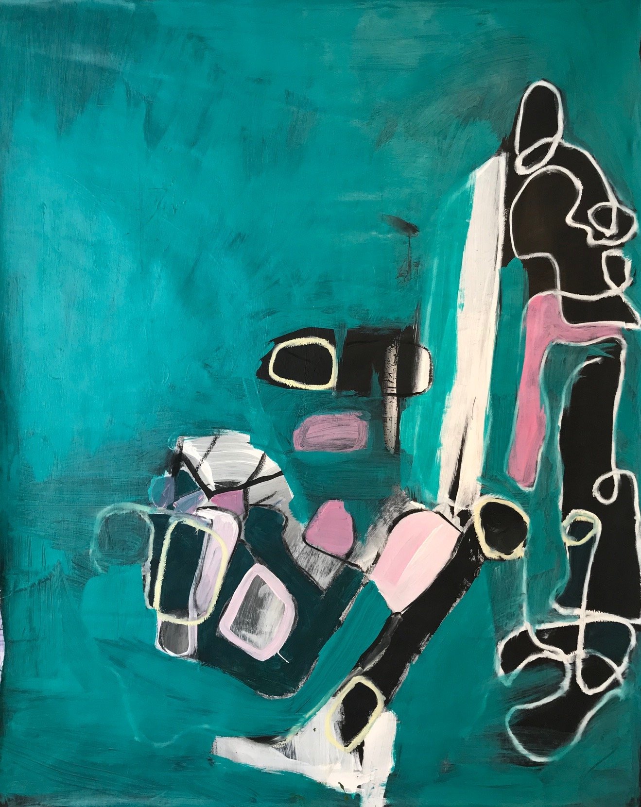 Spontaneous Parts, 2021; Acrylic and oil on canvas, 58"x44"