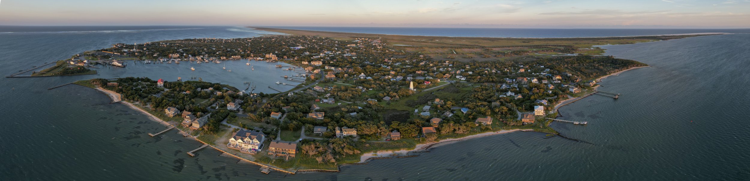 The sun sets over Okracoke Island in North Carolina.