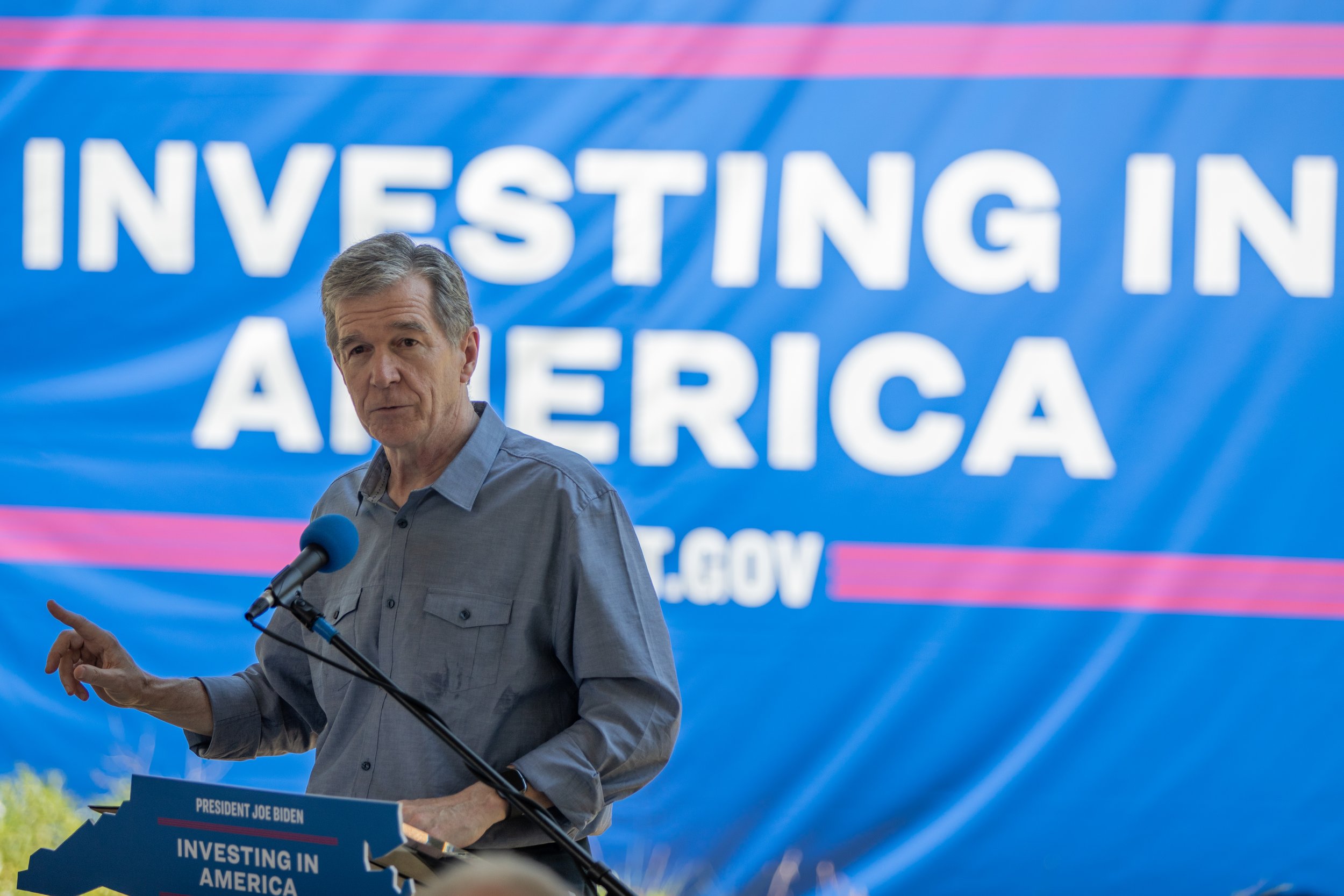 Governor Roy Cooper (NC) speaks at Green Swamp Preserve about federal funding that supports carbon-reducing land conservation and restoration projects.