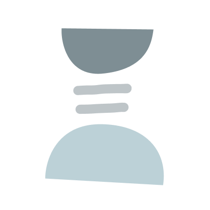 Abstract black and gray symbol resembling a person with a bowl-shaped head, three lines representing the torso, and a semi-circular base.