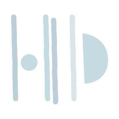 Minimalist abstract design with vertical lines and circles in light blue on black background.