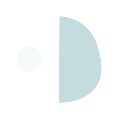 A diagram of a simple machine showing a small circle on the left and a larger half-circle shape on the right.