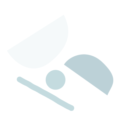 Abstract geometric shapes on a black background, including a semi-circle, a small circle, and a long, thin shape.