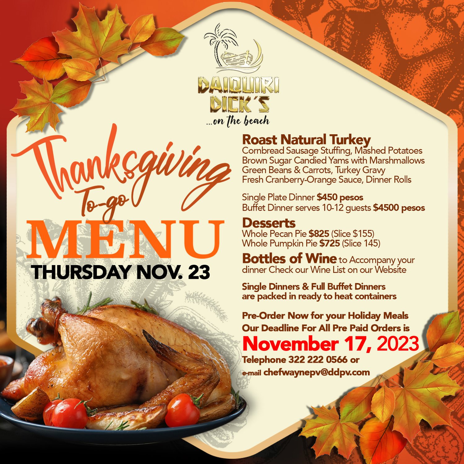 Thanksgiving Menu for 10–12