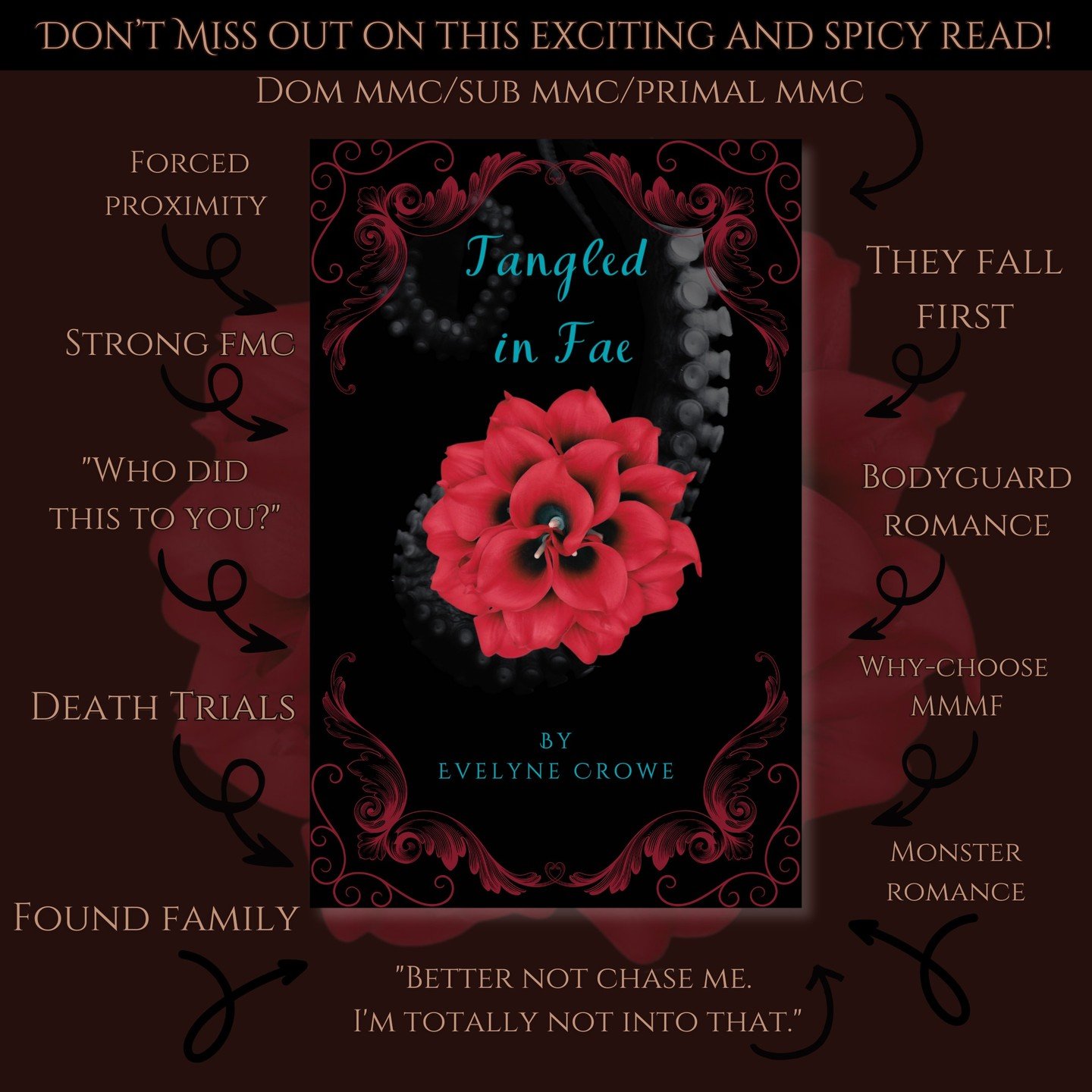 Now available on KU and for purchase on my website, do NOT miss out on this new take on fairy court romance! Super spicy and full of tension and court intrigue, this book is sure to surprise you. Did I mention tentacles? And a demon? Oh, and a giant 