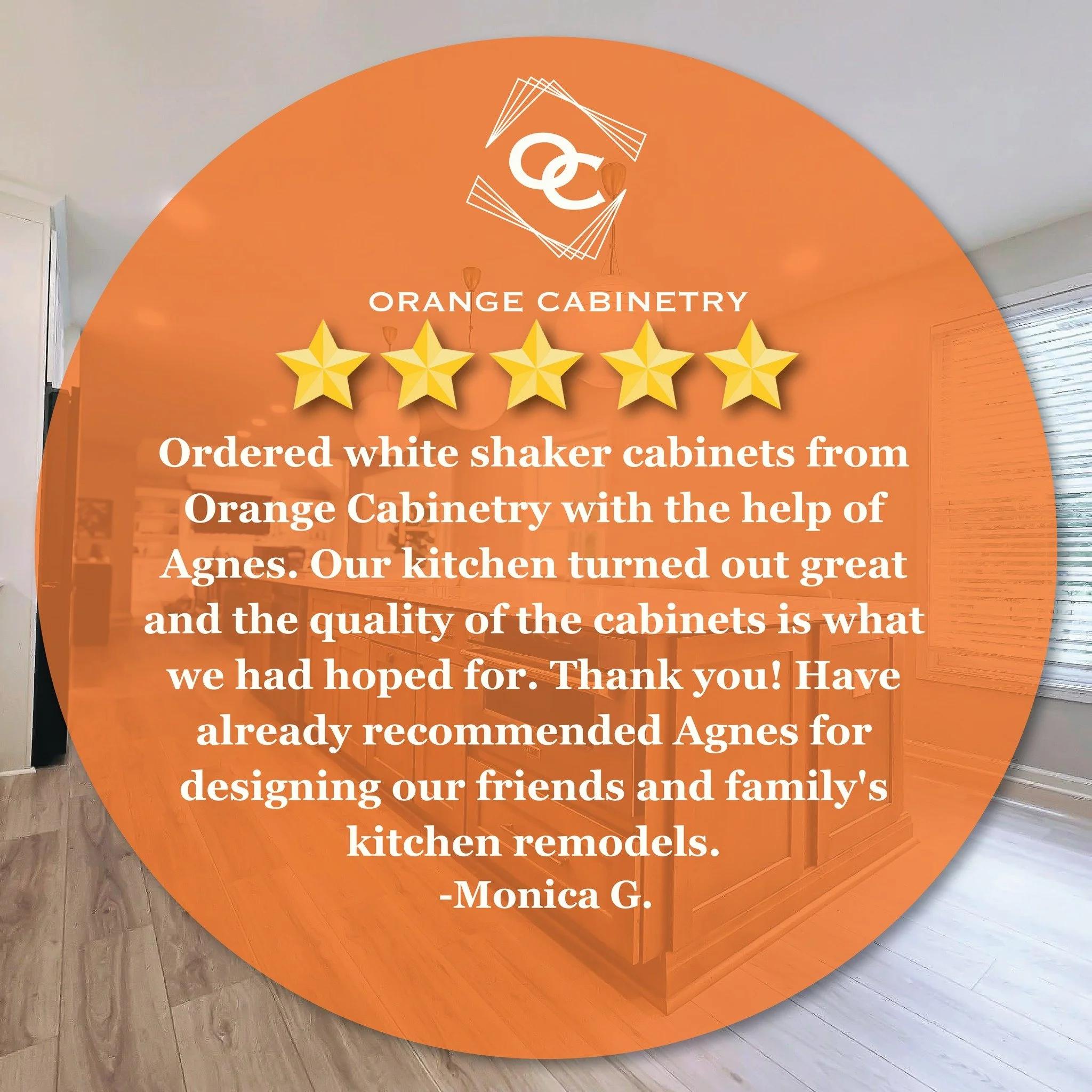 We love turning visions into reality! Huge thanks to Monica G. for the amazing review. Your support means the world! 
#5StarReview #ClientLove #CabinetryExperts #HomeRenovation #OrangeCabinetry #DreamKitchen #RemodelLife #ContractorLife #qualitycraf