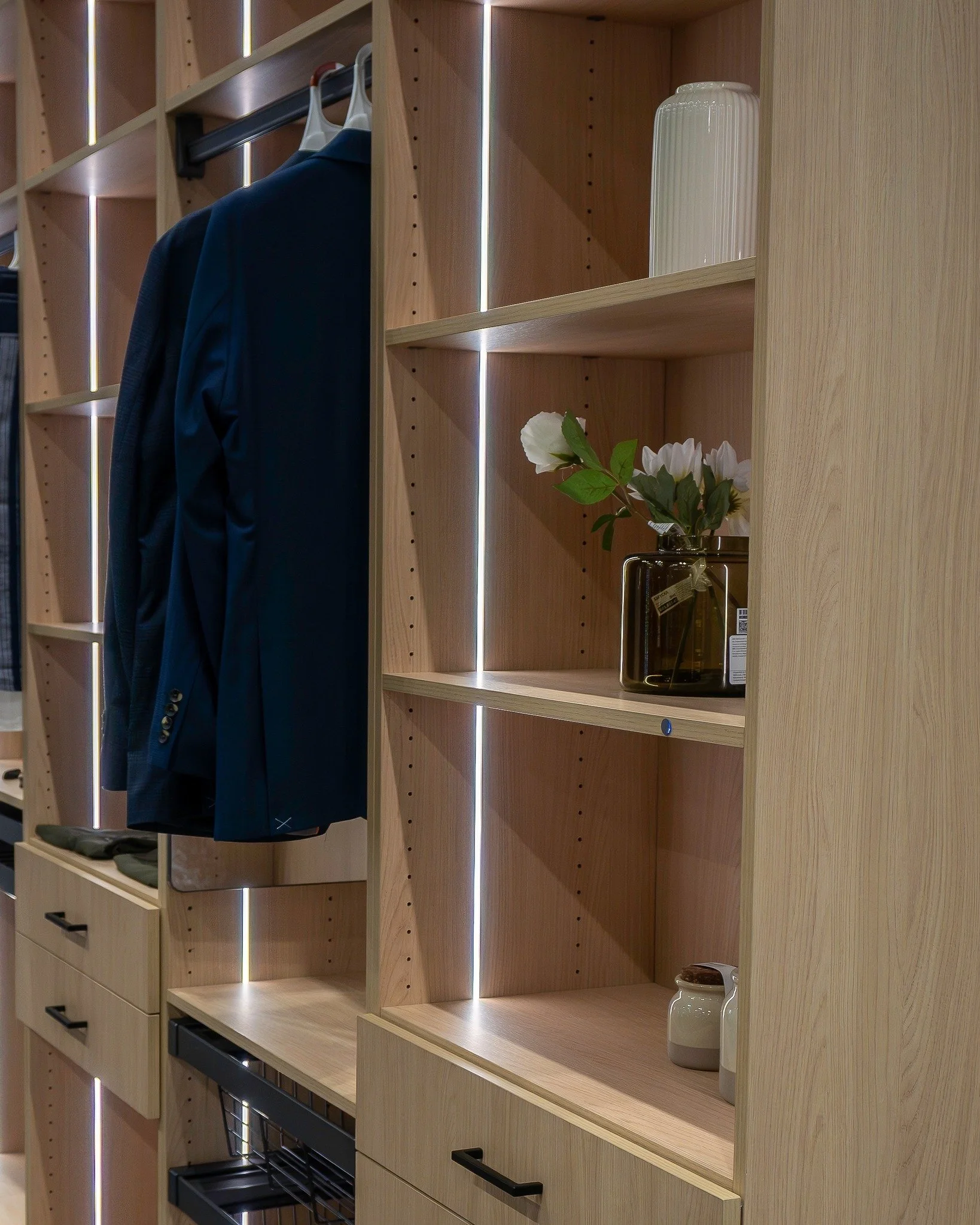 A closet that feels more like a showroom. Warm wood tones, seamless lighting, and a place for everything.

#luxurycloset #luxuryinteriors #customclosets #closetdesign #closetinspo #closetgoals #closetlighting #customcabinetry #cabinetrydesign #interi