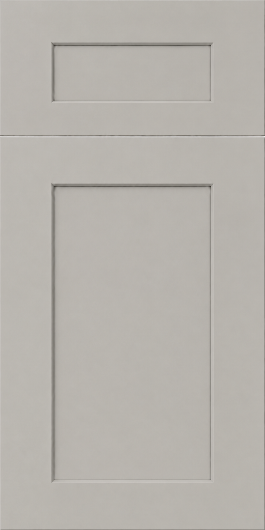 White cabinet with two recessed panels, one above the other.