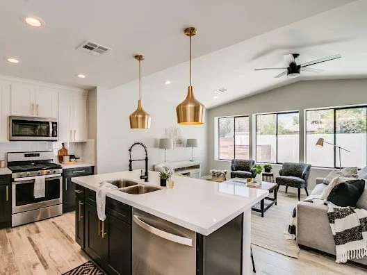 contrasting cabinets in kitchen white and black