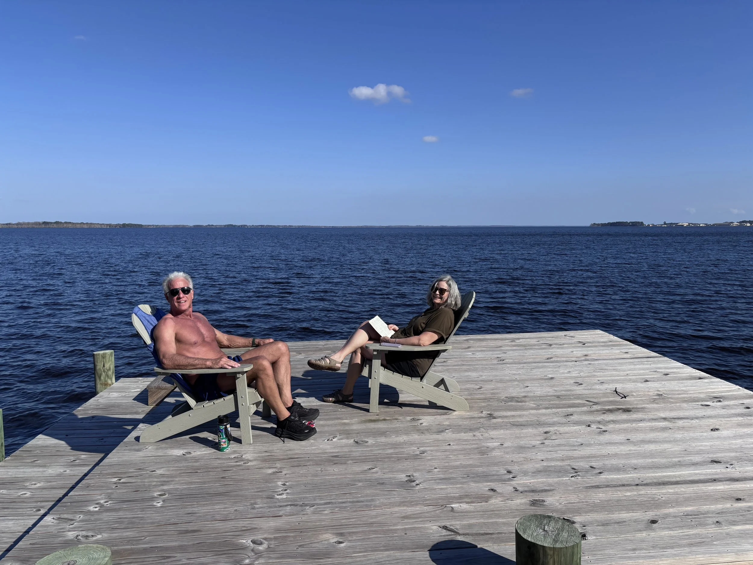 Executive Producers and Caterers Michael and Colleen Chester getting some vitamin D while they can