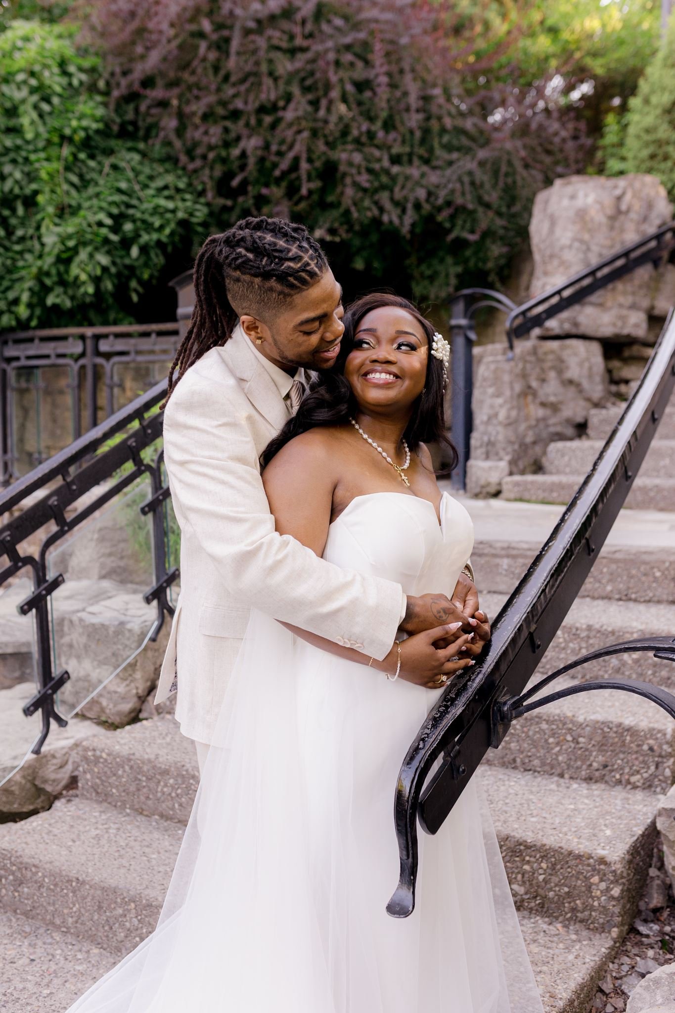Wedding at Ancaster Mill in Ancaster with the waterfall in the background