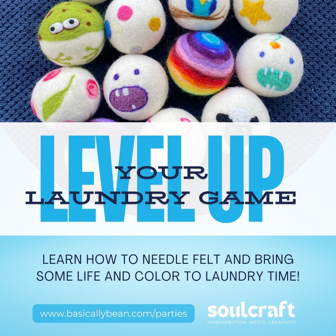 Level up your laundry game with SoulCraft!  Learn how to needle felt colorful wool dryer balls to bring some life and color to laundry time.

Wednesday, May 29 6-8pm
https://addmi.com/e/-NwzuZyRPu57ioeRYIMx
 #datenight #boisebooch #ladiesnight #makea